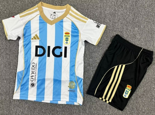 Kids 2025/26 Real Oviedo 2nd Away White & Blue Kids/Youth Soccer Uniform-1040/208