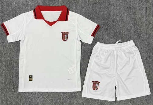 Kids 2025/26 SC Braga Away White Kids/Youth Soccer Uniform-522