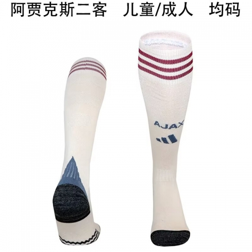 Adult & Kids 2025/26 Ajax 2nd Away Rice White Thailand Soccer Socks