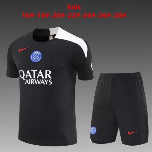 Kids 2025/26 Paris SG Black Shorts-Sleeve Thailand Kids/Youth Soccer Uniform-801