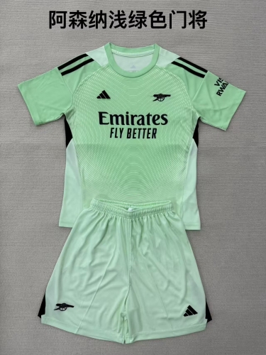 Kids 2025/26 Arsenal Goalkeeper Light Green Kids/Youth Soccer Uniform-208