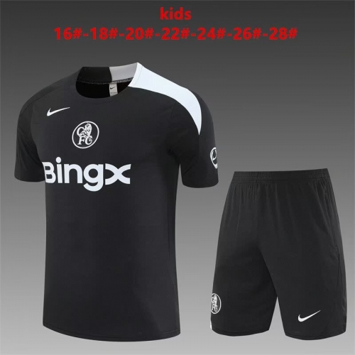 (Size 16-28) 2025/26 Chelsea Black Kids/Youth Thailand Soccer Tracksuit Uniform-801