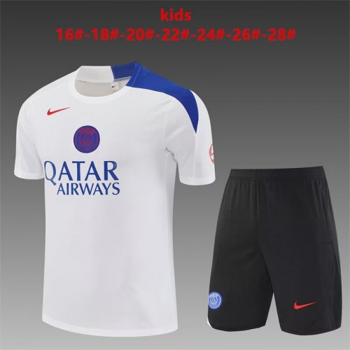 Kids 2025/26 Paris SG White Shorts-Sleeve Thailand Kids/Youth Soccer Uniform-801