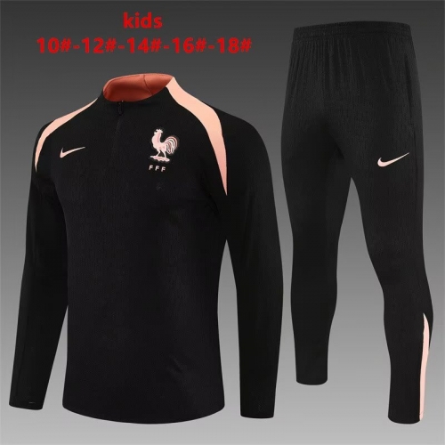Player Version 2025/26 France Black Kids/Youth Tracksuit Unifom-801