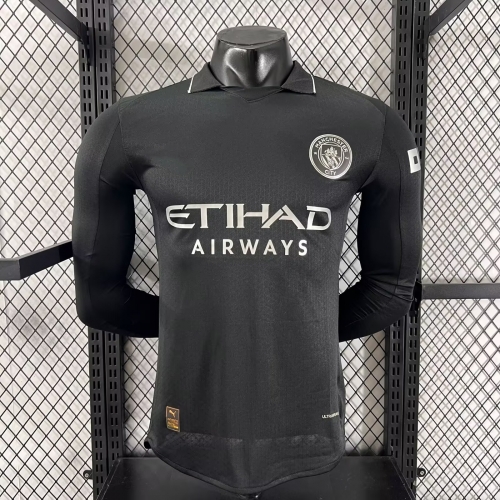 Player Version 2025/26 Manchester City 2nd Away Black LS Thailand Soccer Jersey AAA-888/XY
