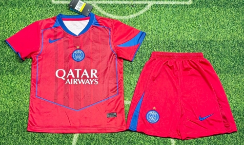 With Star 2025/26 Paris SG 2nd Away Red Kids/Youth Soccer Uniform-522