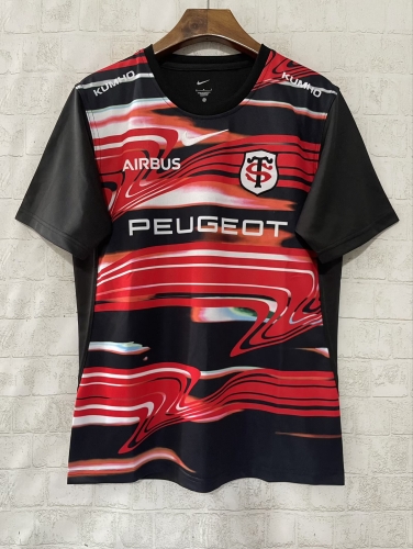 (Size S-5XL) 2025 Toulouse Red & Black Thailand Rugby Shirts-805