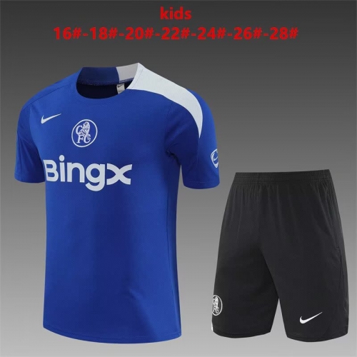 (Size 16-28) 2025/26 Chelsea CaiBlue Kids/Youth Thailand Soccer Tracksuit Uniform-801