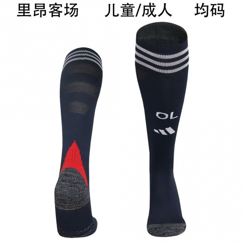 Adult/Kids 2025/26 Olympique Lyonnais Away Black Thailand Soccer Socks