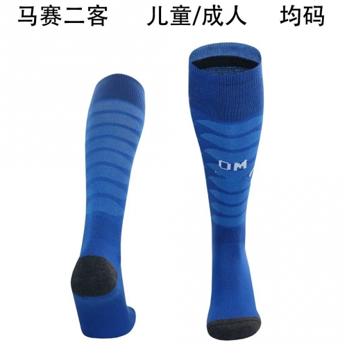 Adult & Kids 2025/26 Olympique de Marseille 2nd Away Blue Thailand Soccer Socks