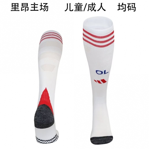 Adult/Kids 2025/26 Olympique Lyonnais Home White Thailand Soccer Socks