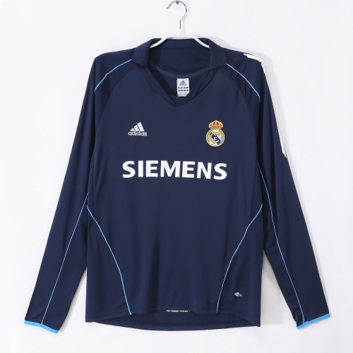 05/06 Retro Version Real Madrid Away Royal Blue LS Thailand Soccer Jersey AAA-710
