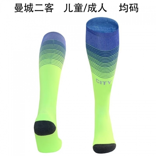 Adult & Kids 2025/26 Manchester City 2nd Away Green Thailand Soccer Socks