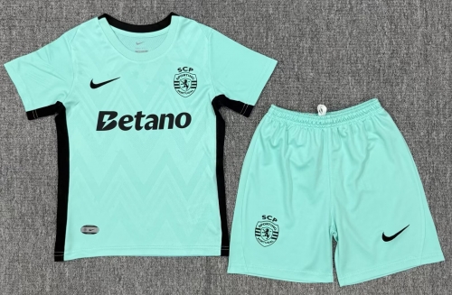 Kids 2025/26 Sporting Lisbon 3nd Away Green Kids/Youth Soccer Uniform-522