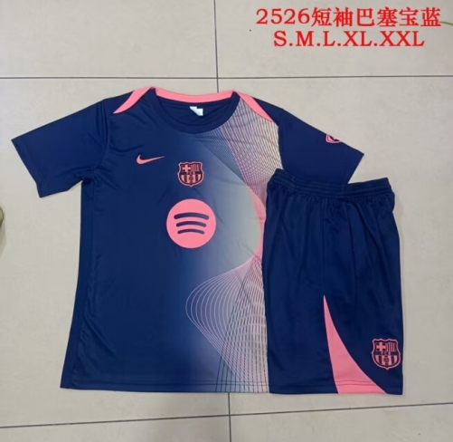 2025/26 Barcelona Royal Blue Shorts-Sleeve Thailand Soccer Uniform-815