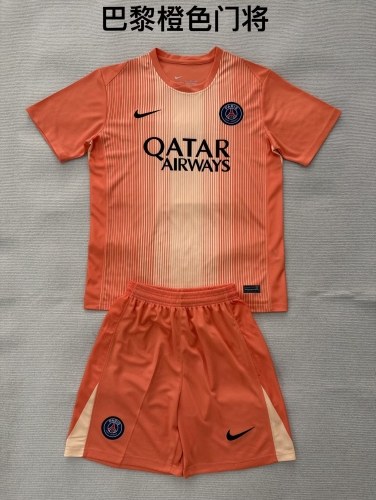 kids 2025/26 Paris SG Goalkeeper Orange Kids/Youth Soccer Uniform-208