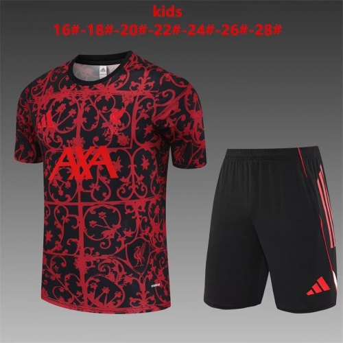 Camouflage 2025/26 Liverpool Black & Red Kids/Youth Soccer Tracksuit Uniform-801