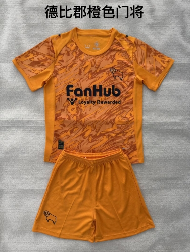 Kids 2025/26 Derby County FC Goalkeeper Orange Kids/Youth Soccer Uniform-208