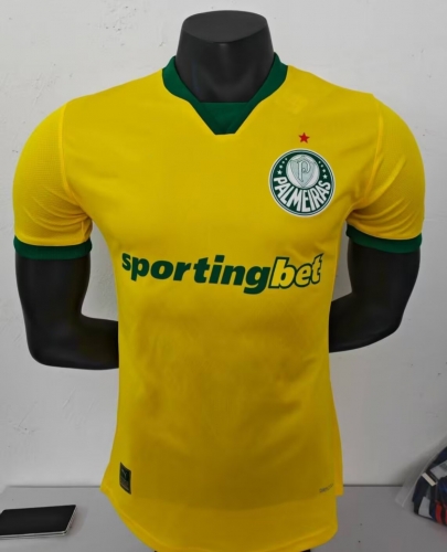 Player Version 2025/26 SE Palmeiras 2nd Away Yellow Thailand Soccer Jersey AAA-908