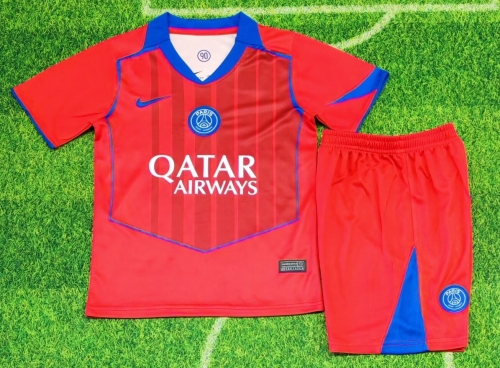 kids 2025/26 Paris SG 2nd Away Red Kids/Youth Soccer Uniform-812/507/123