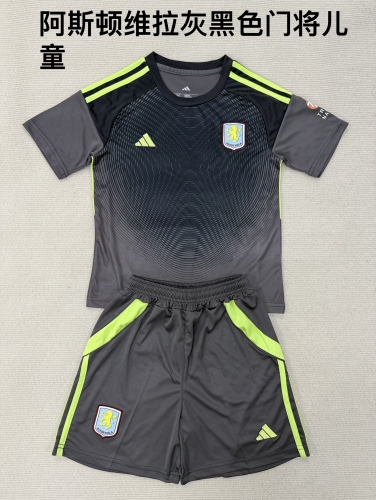 Kids 2025/26 Aston Villa Goalkeeper Black & Gray Kids/youth Soccer Uniform-208