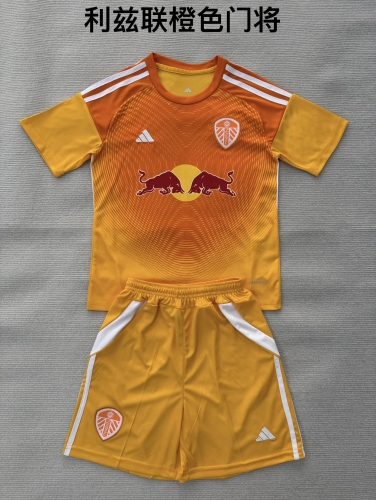 Kids 2025/26 Leeds United Goalkeeper Orange Kids/Youth Soccer Uniform-208