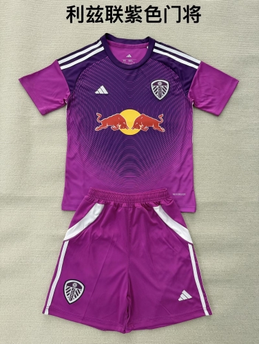 Kids 2025/26 Leeds United Goalkeeper Purple Kids/Youth Soccer Uniform-208