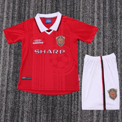 99-00 Retro Version Manited United Home Red Youth/kids Soccer Uniform-1040/811