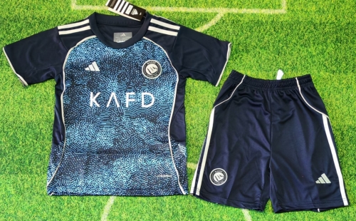 Kids 2025/26 Al-Nassr FC Away Black & Blue Kids/Youth Soccer Uniform-507
