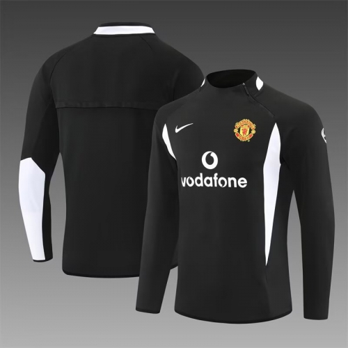 02/03 Retro Manchester United Black Thailand Football Tracksuit Top-801