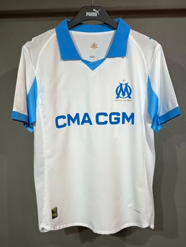 Player Version 2025/26 Olympique de Marseille Home White Thailand Soccer Jersey AAA-703
