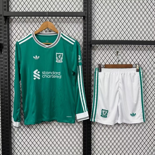 Kids 2025/26 Liverpool 2nd Away Green Kids/Youth Training LS Soccer Uniform-530
