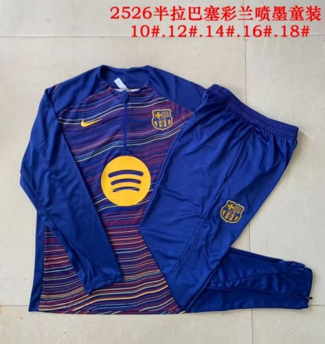 Kids 2025/26 Barcelona CaiBlue Kids/Youth Soccer Tracksuit Uniform-815