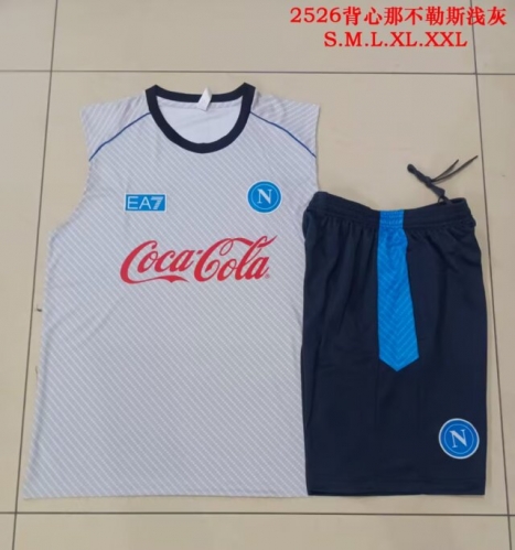 2025/26 Napoli Light Gray Soccer Tracksuit Vest Suit-815