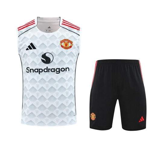 2025/26 Manchester United White Thailand Soccer Training Vest Suit-418
