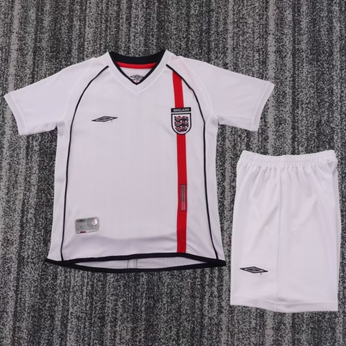 Kids 02 Retro England Home White Kids/Youth Soccer Uniform-811