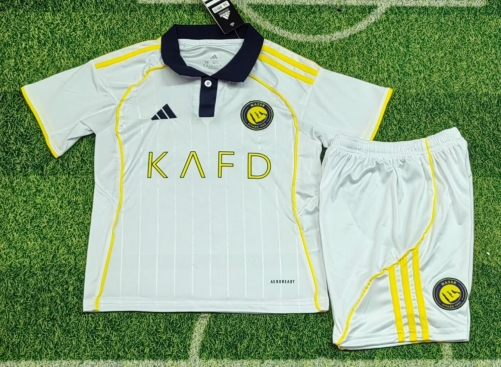 Kids 2025/26 Al-Nassr FC 2nd Away Gray & White Kids/Youth Soccer Uniform-507/123
