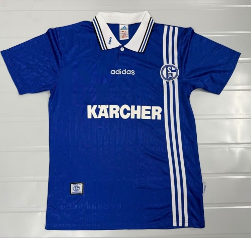 96/97 Retro Version Schalke 04 Home Blue Thailand Soccer Jersey AAA-503