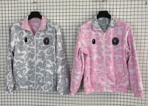 Double-sided 2025-26 Inter Miami CF Pink & Gray Windbreaker Hoodies Top-510