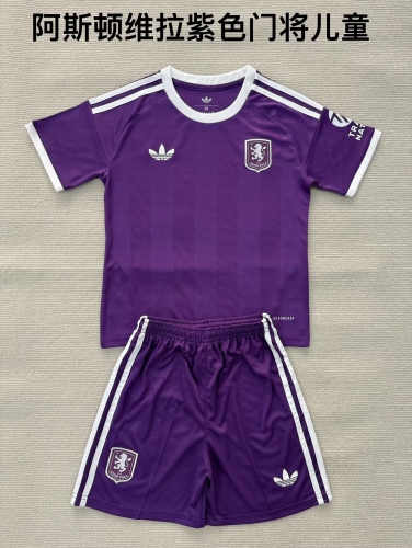 Kids 2025/26 Aston Villa Goalkeeper Purple Kids/youth Soccer Uniform-208
