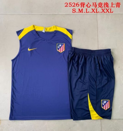 2025-26 Atletico Madrid Cyan Thailand Soccer Vest Suit-815