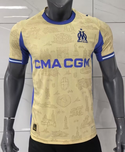 2025-2026 Olympique de Marseille 3nd Away Yellow Thailand Soccer Jersey AAA-416/47