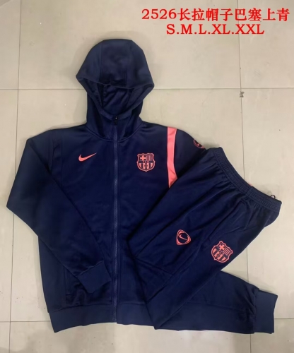 2025/26 Barcelona Cyan Soccer Jacket Uniform With Hat-815