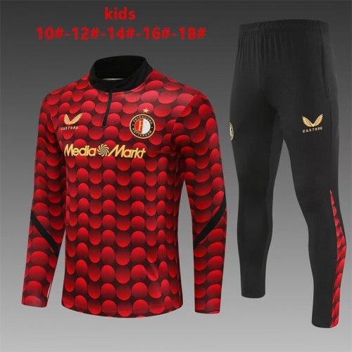 Camouflage 2025/26 Feyenoord Rotterdam Black & Red Kids/Youth Soccer Tracksuit Uniform-801