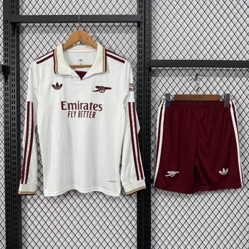 Kids 2025/26 Arsenal 2nd Away White Kids/Youth LS Soccer Uniform-530