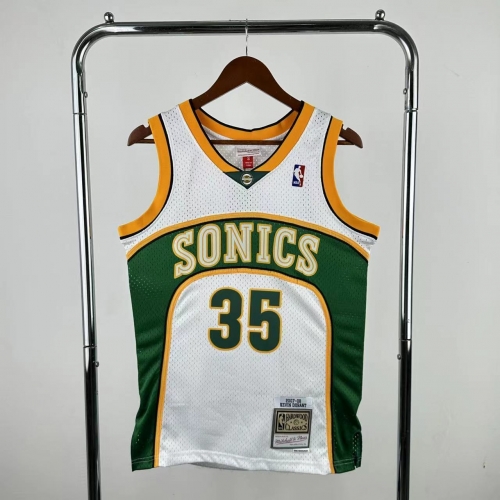 MN Hot Press SW 07/08 Retro Version NBA Seattle SuperSonics White & Green #35 Jersey-311