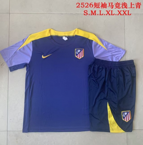 2025-26 Atletico Madrid Light Cyan Shorts-sleeve Thailand Soccer Tracksuit Uniform-815