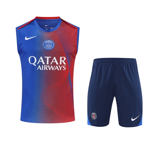 2025/26 Paris SG Red & Blue Thailand Soccer Training Vest Suit-418