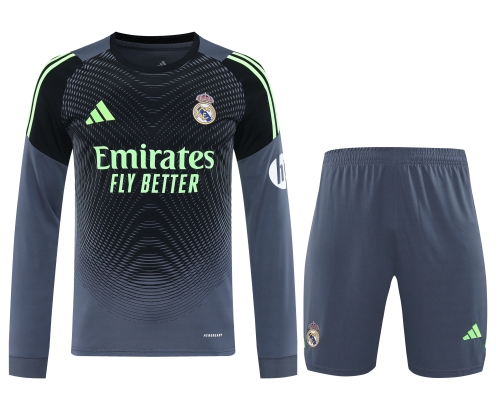 2025/26 Rea Madrid Goalkeeper Black & Gray LS Thailand Soccer Training Uniform-418