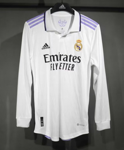Player Version 2022/23 Rea Madrid Home White LS Thailand Soccer Jersey AAA-703